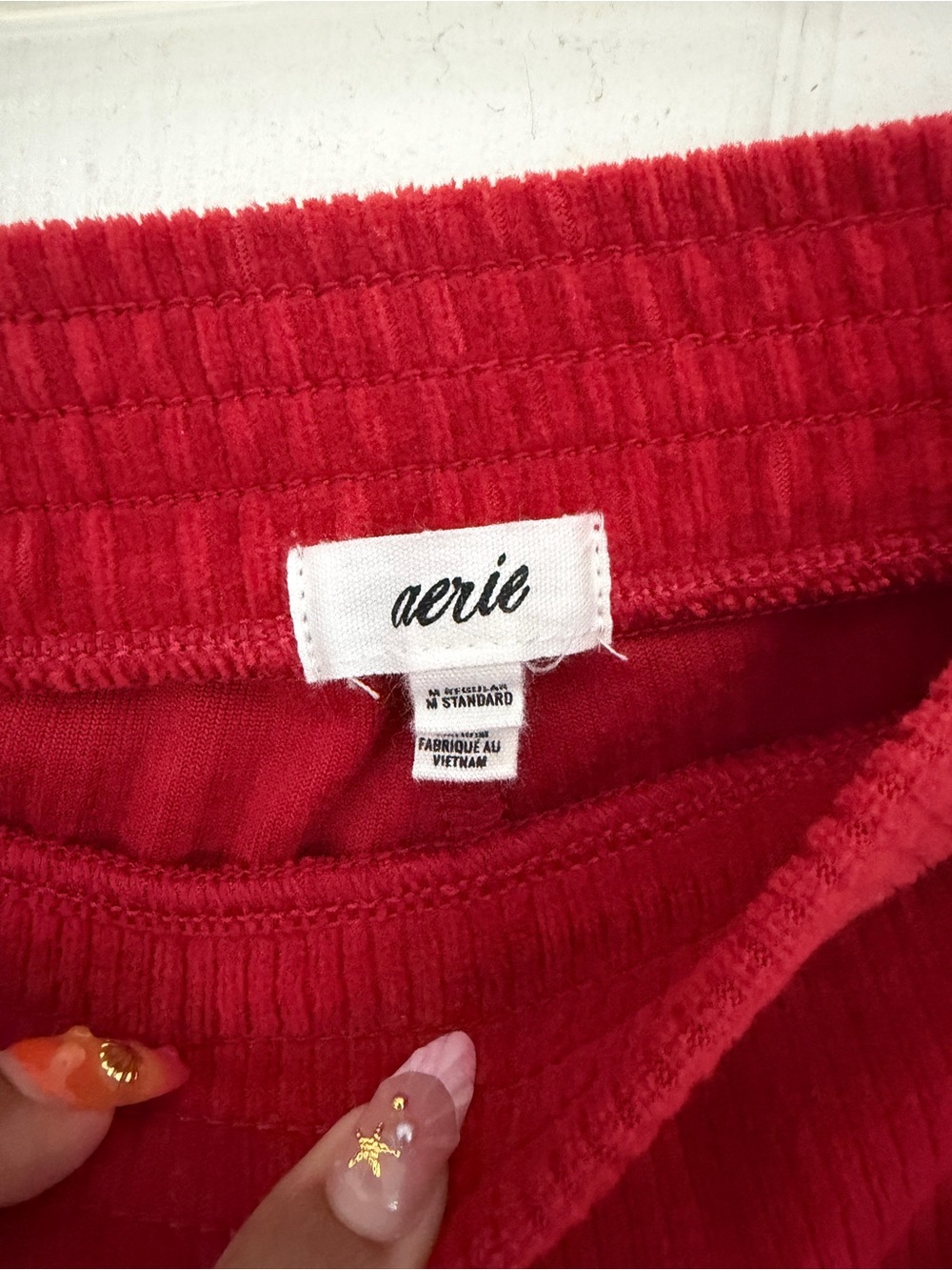 Aerie Red Velvet Flared Pants - Picture 3 of 4